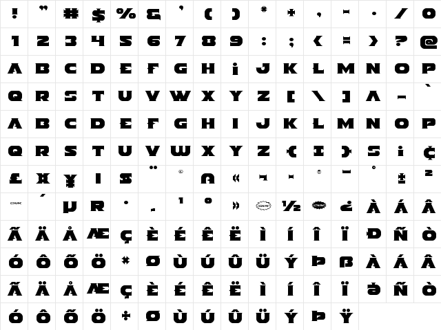 Indigo Demon Title Regular  glyph index