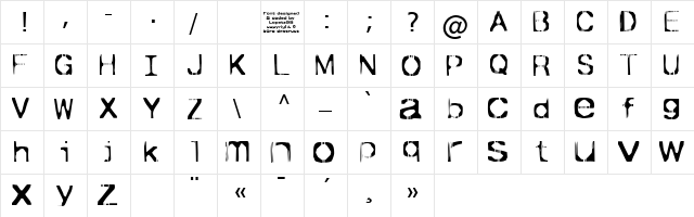 Ticket Bold  glyph index