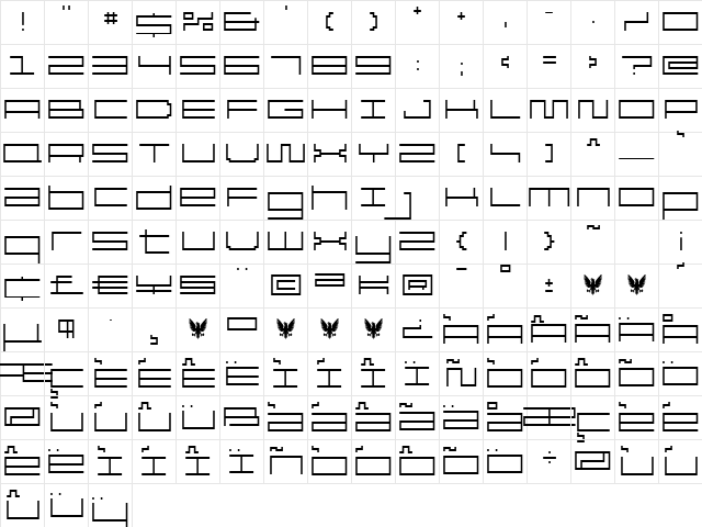 Reversion ExtraLight  glyph index