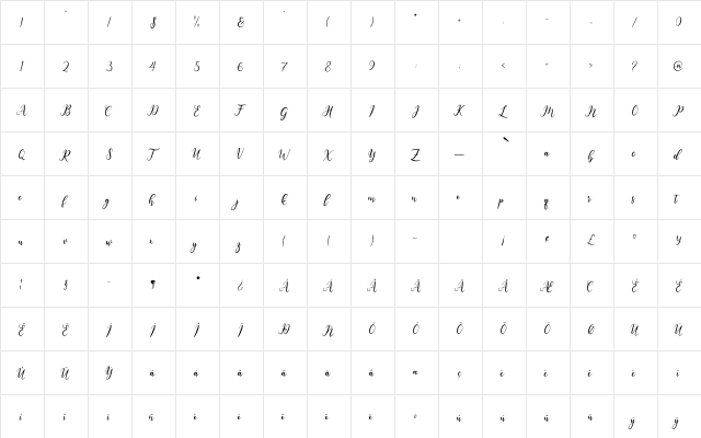beauty friday Regular  glyph index