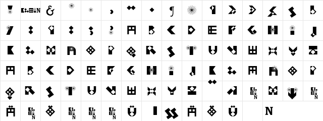 KleinsFirstBricks Bold  glyph index