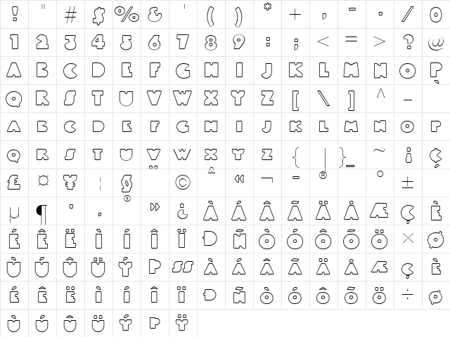 LTBlackWhiteOutline Black  glyph index