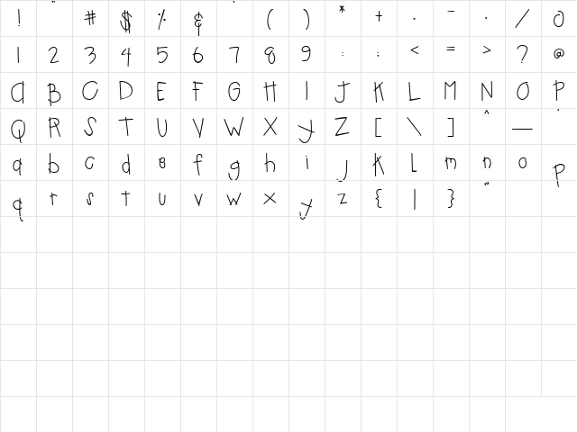 PC Overalls Regular  glyph index