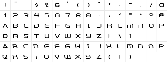Crawlerfon Regular  glyph index