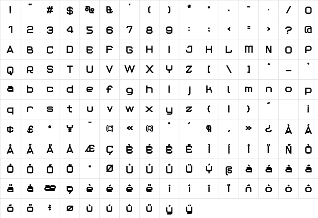 Reaction Ultra Italic  glyph index
