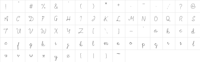 Aquilegia Script Regular  glyph index
