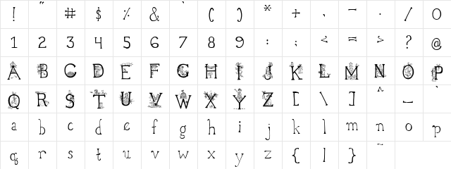 PC Garden 2 Regular  glyph index