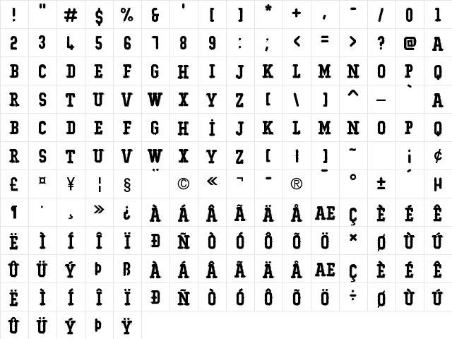 Typo College Rocking Rounded Demo Regular  glyph index