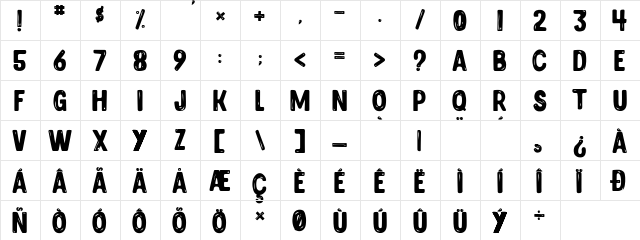 BULLES DE CHOCOLATS Regular  glyph index