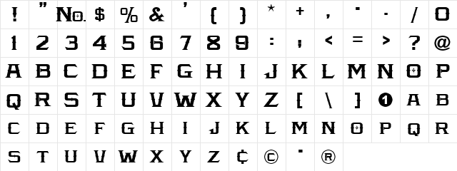 LHF Amarillo Regular  glyph index