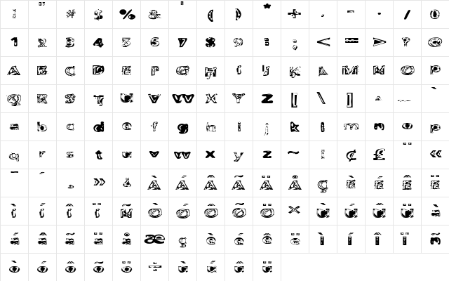 Fruitbasket Regular  glyph index