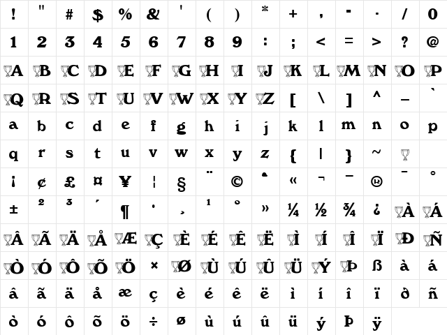 Cup Becker Normal  glyph index