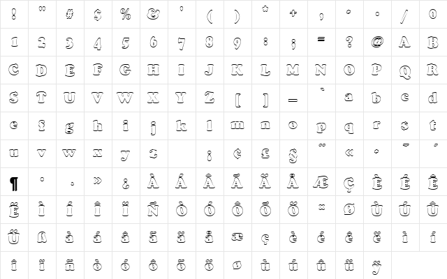 CooperBlaDConOu1 Regular  glyph index