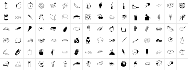 Food Regular  glyph index