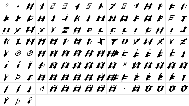 FZ UNIQUE 48 ITALIC Normal  glyph index