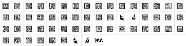 Romant Initials Regular  glyph index