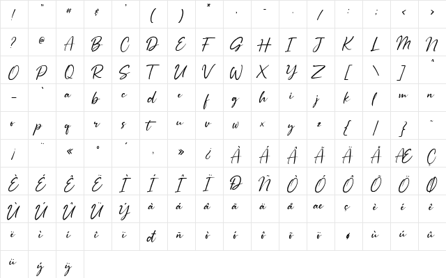 Rollando DEMO Regular  glyph index