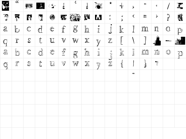 Montauk Regular  glyph index