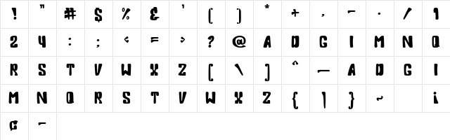 Dance Kitty Regular  glyph index