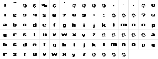 Dreamgirl Regular  glyph index