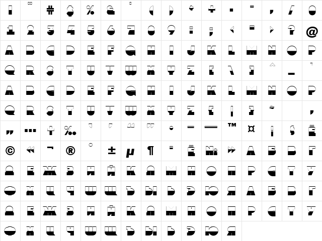 a_GrotoB&W Normal  glyph index