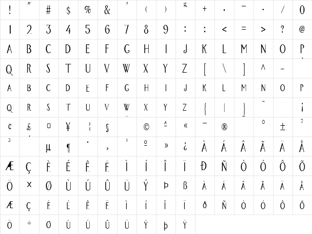 FZ BASIC 26 COND Normal  glyph index