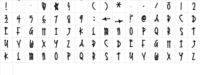 An Accidental Kiss Regular  glyph index