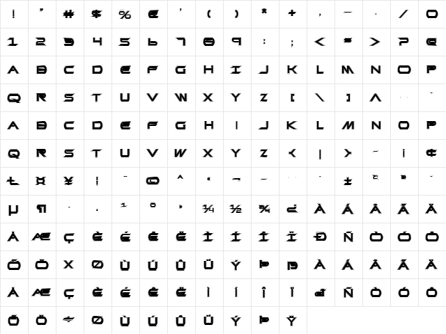 Promethean College Bold  glyph index