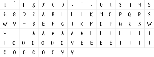 Allure Of The Sun Regular  glyph index