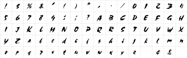 Sacrifice Oblique  glyph index