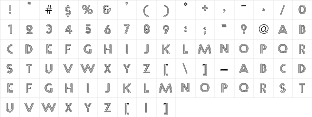 Neone- Regular  glyph index