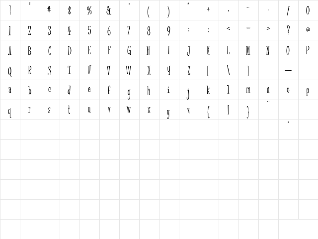 AL Any Time Regular  glyph index