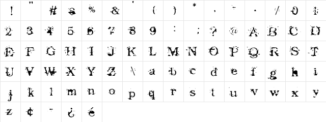 LHF Plymouth Regular  glyph index