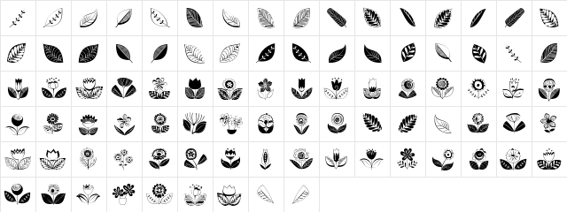 DoodleDings 2 RetroFlowers Regular  glyph index