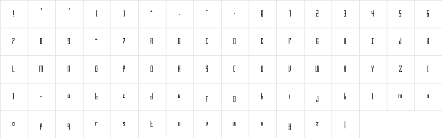 Bravado Block Thin Regular  glyph index