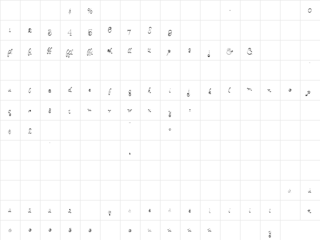 Hairspray BlondeExtras  glyph index