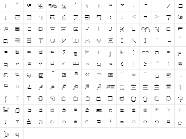 FZ DIGITAL 7 HOLLOW EX Normal  glyph index