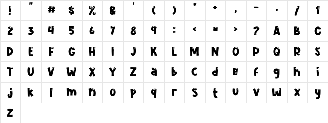 Cute Jellyfish Regular  glyph index