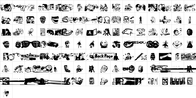 BackPage Regular  glyph index