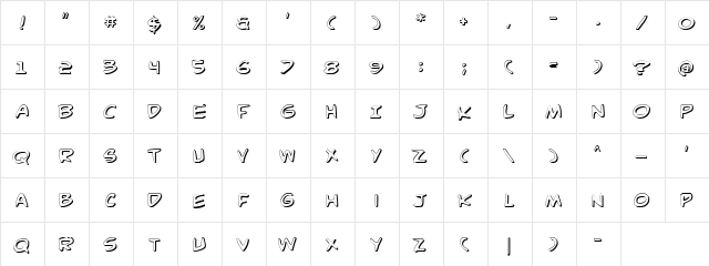 Comic Book Commando 3D 3D  glyph index