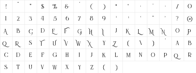 Queen inline grunge Regular  glyph index
