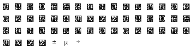 IlluminatiOneDisplayCapsSSi Regular  glyph index
