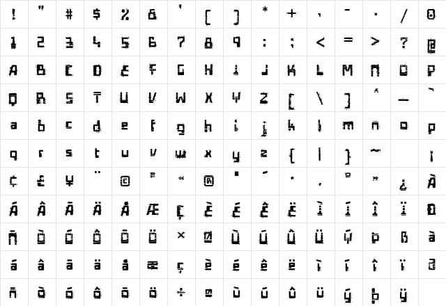 Edifact Regular  glyph index