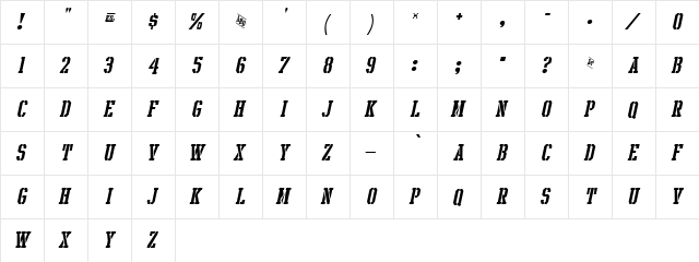 Intramural Stencil Italic JL Regular  glyph index
