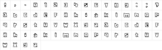Wire Thin Regular  glyph index