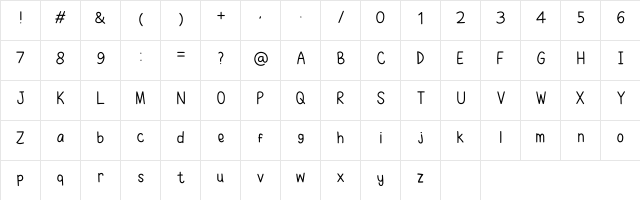 Ruhma Font Regular  glyph index