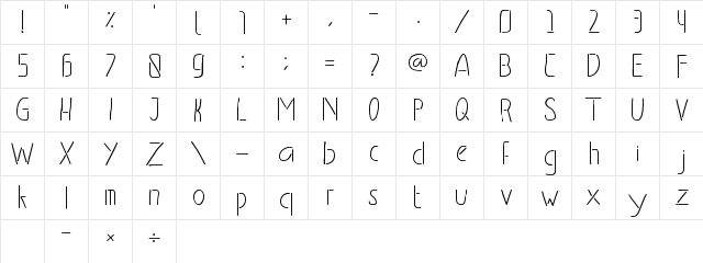 Neonidas Regular  glyph index