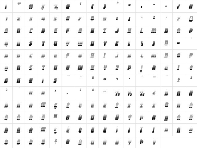 Shogunate Gradient Italic Italic  glyph index