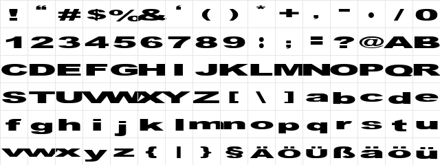 GF Vienna heavy Heavy  glyph index