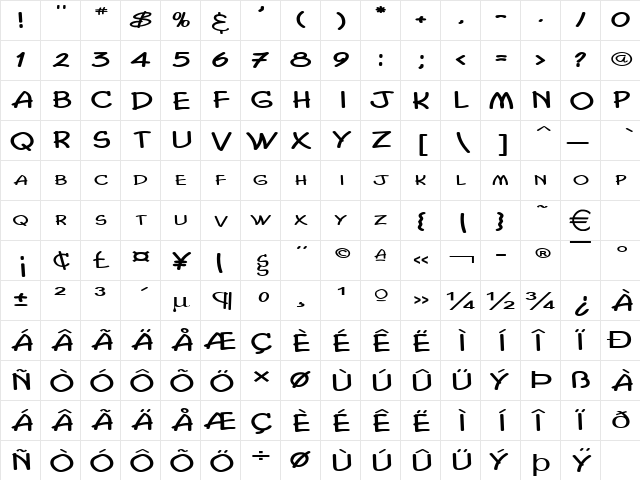 ChasmExtended Normal  glyph index